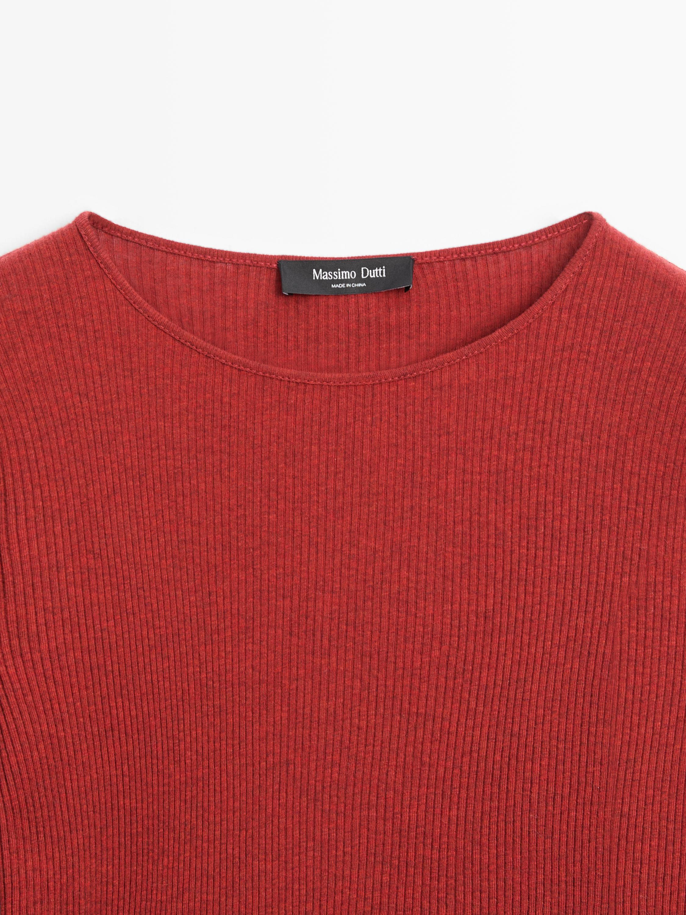 Long sleeve T-shirt with ribbed detail